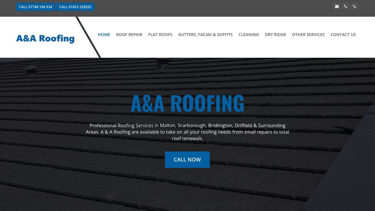 A&A ROOFING LTD website screenshot
