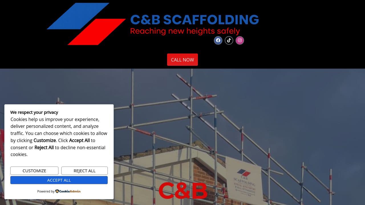 C&B SCAFFOLDING LTD website screenshot