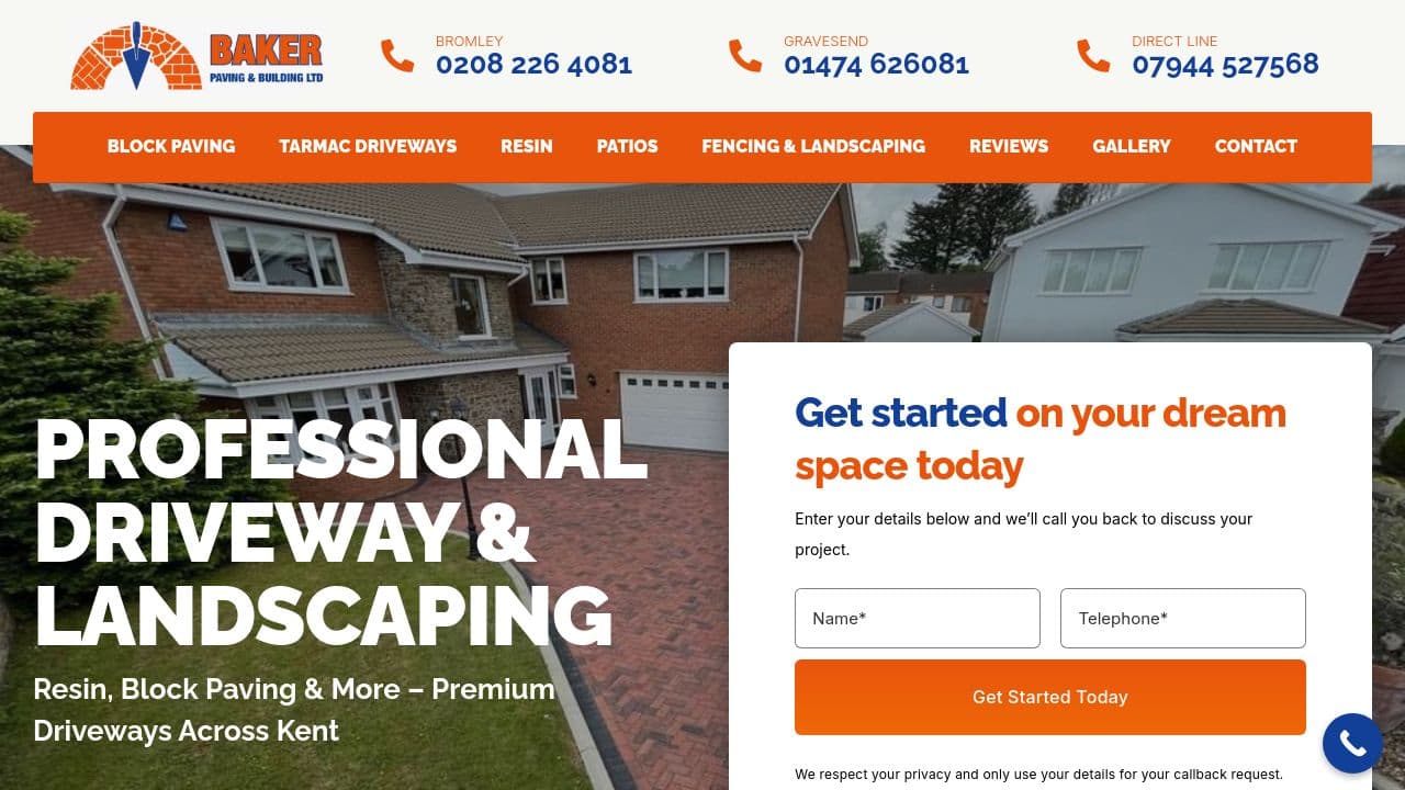 BAKER PAVING & BUILDING LTD website screenshot