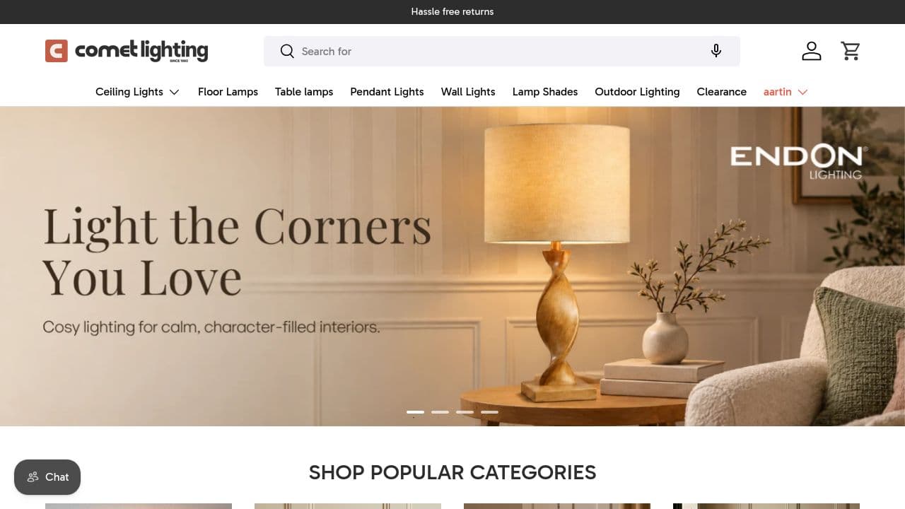 COMET LIGHTING LIMITED website screenshot