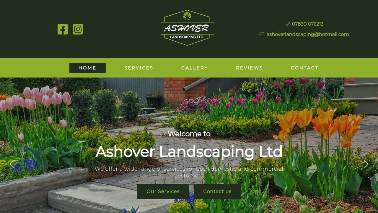ASHOVER LANDSCAPING LTD website screenshot