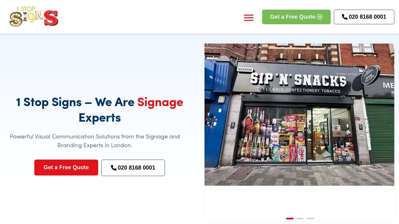 1 STOP GRAPHICS LTD website screenshot