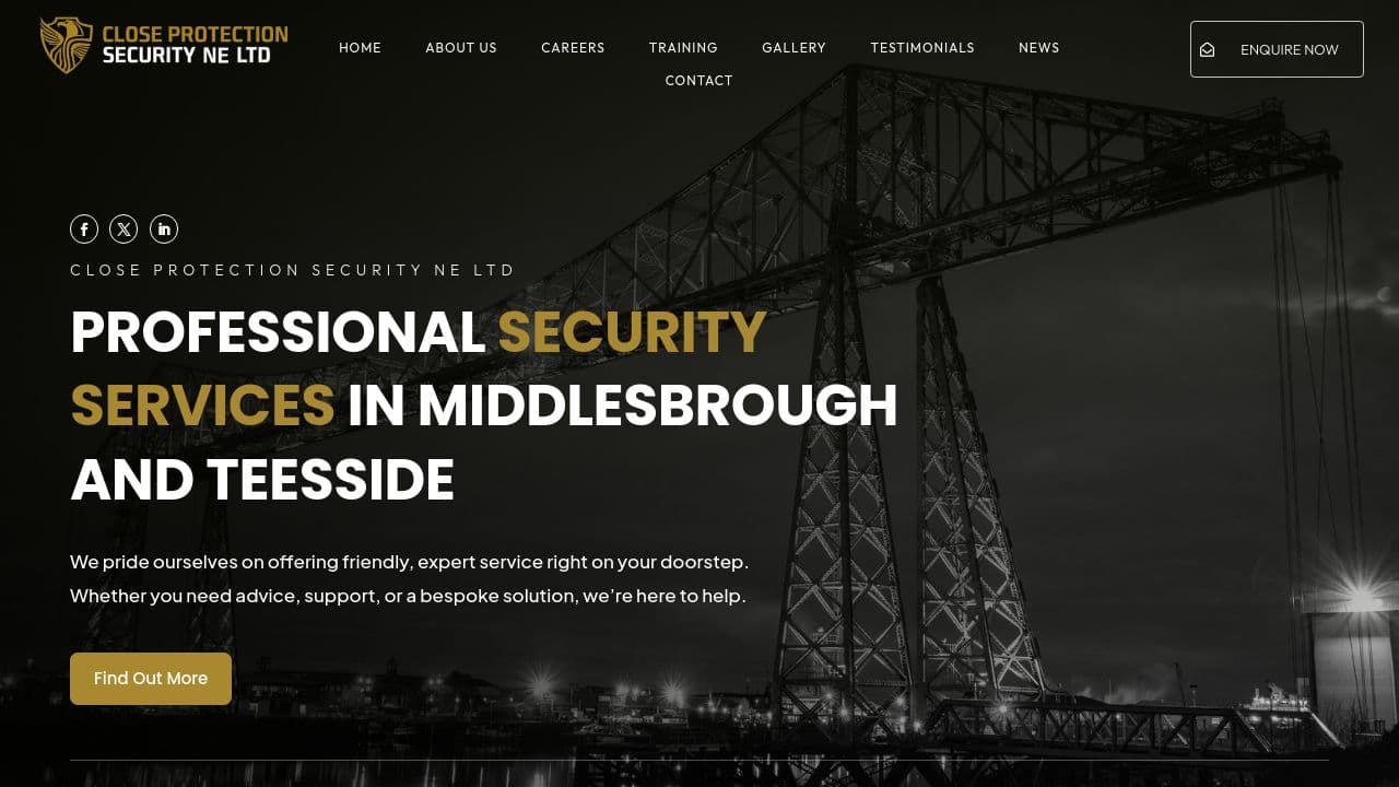 CLOSE PROTECTION SECURITY LTD website screenshot