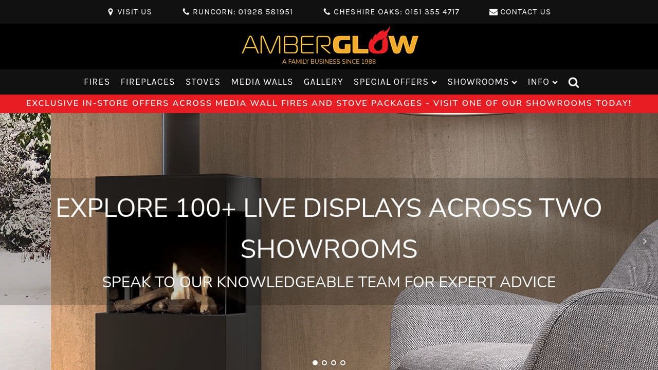 AMBERGLOW FIREPLACES LIMITED website screenshot