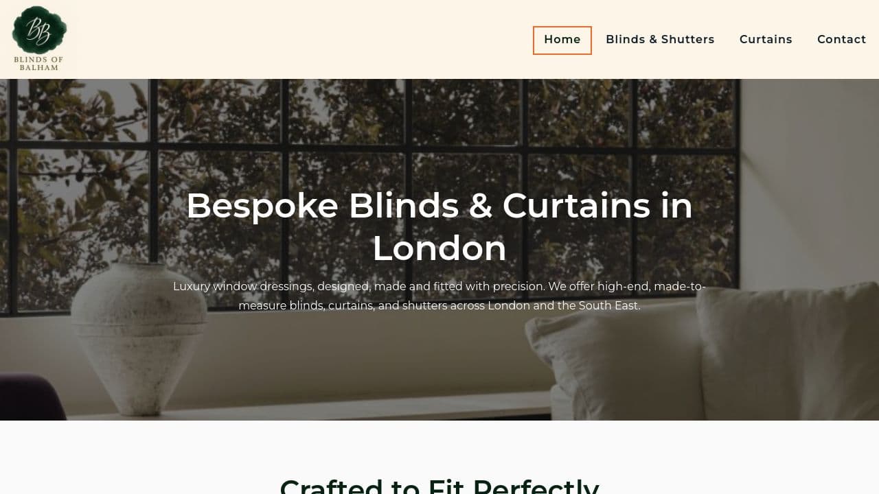 BLINDS OF BALHAM LTD website screenshot
