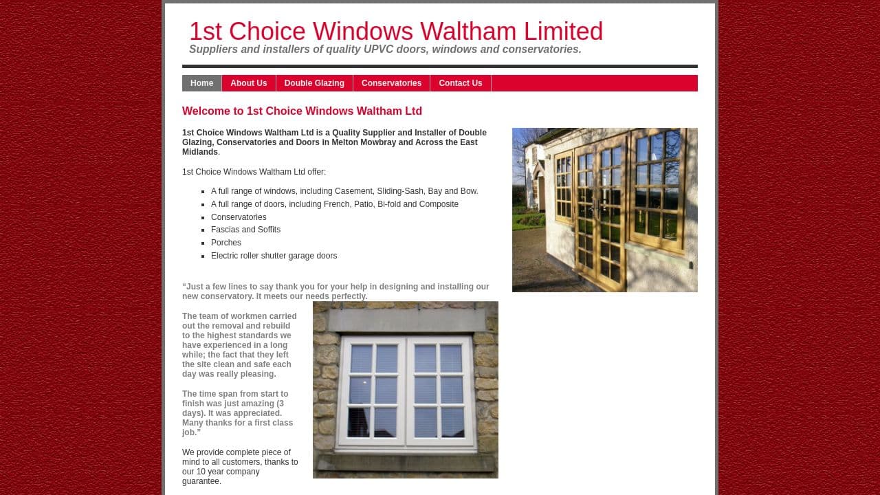 1ST CHOICE WINDOWS WALTHAM LIMITED website screenshot