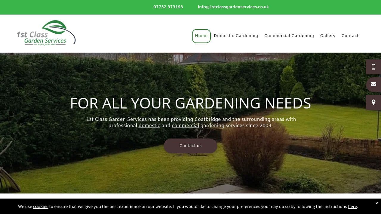 1ST CLASS GARDEN SERVICES LTD website screenshot