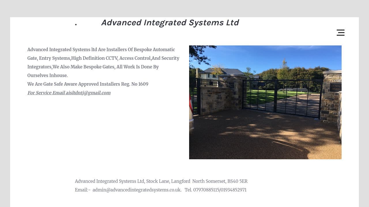 ADVANCED INTEGRATED SYSTEMS LTD website screenshot