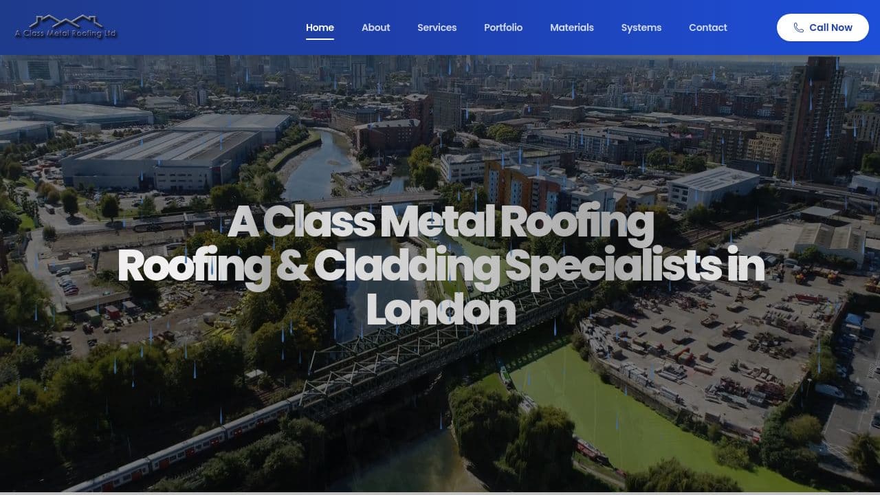 A CLASS ZINC ROOFING LTD website screenshot