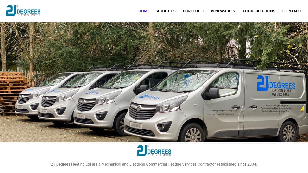 21 DEGREES HEATING LIMITED website screenshot