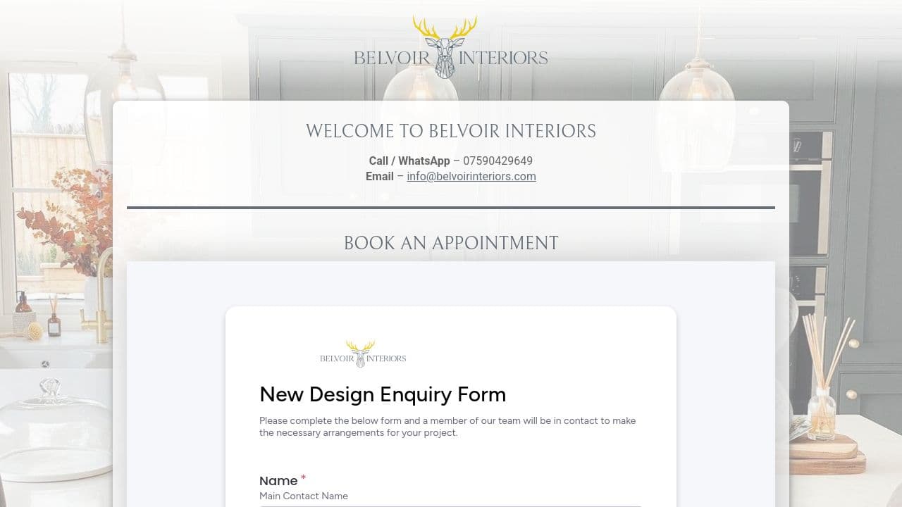 BELVOIR INTERIORS &  EXTERIORS LTD website screenshot
