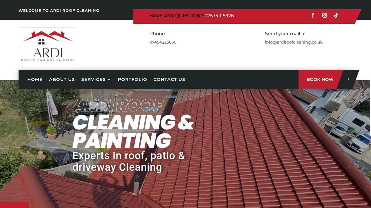 ARDI ROOF CLEANING AND PAINTING LTD website screenshot