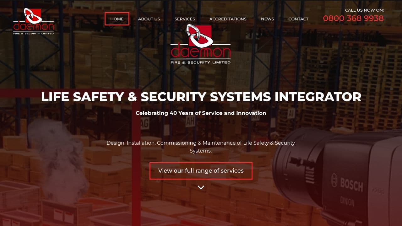 DAEMON FIRE & SECURITY LIMITED website screenshot