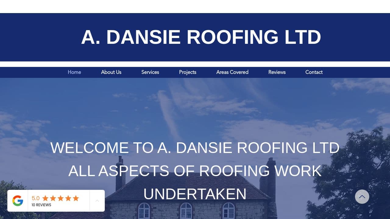 A DANSIE ROOFING LIMITED website screenshot