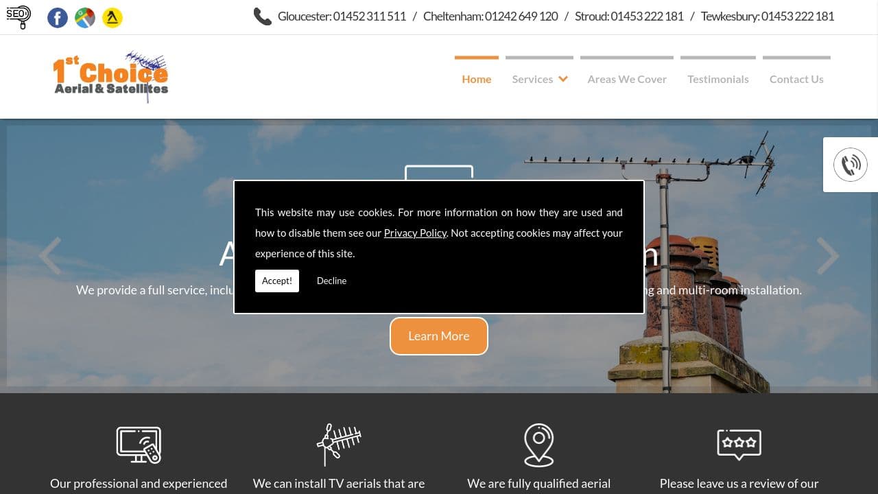 1ST CHOICE AERIAL & SATELLITES LTD website screenshot