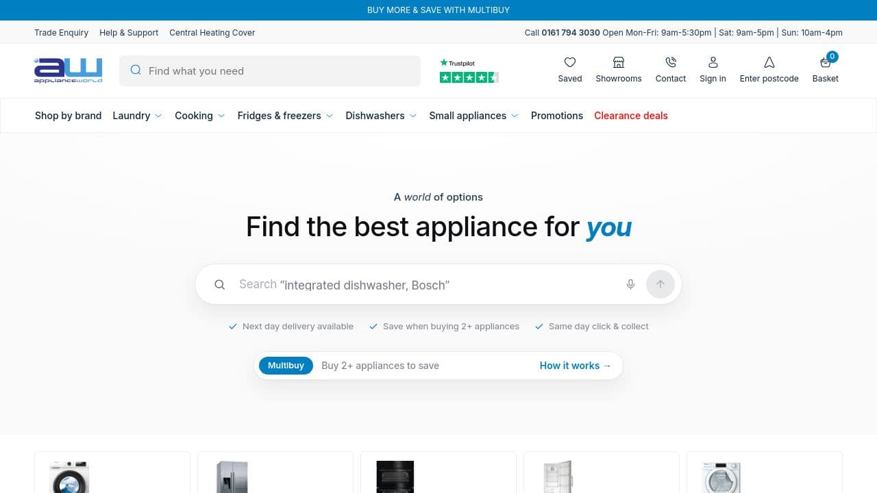 APPLIANCE WORLD ONLINE LIMITED website screenshot