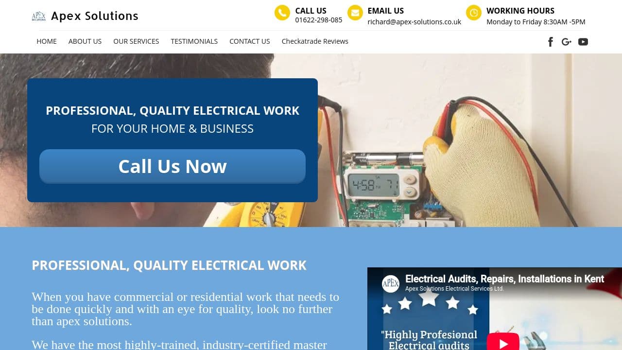 APEX SOLUTIONS ELECTRICAL SERVICES LTD website screenshot