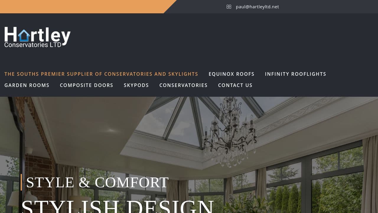 HARTLEY CONSERVATORIES LIMITED website screenshot