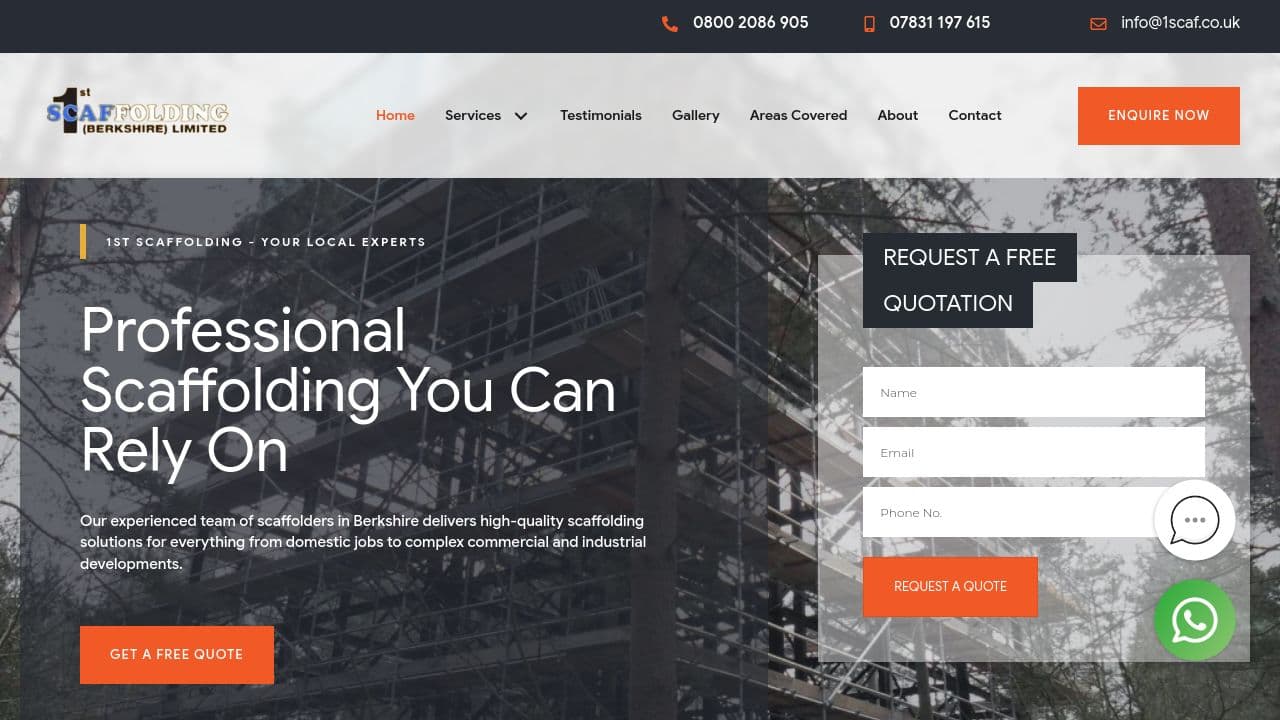 1ST SCAFFOLDING (BERKSHIRE) LTD website screenshot