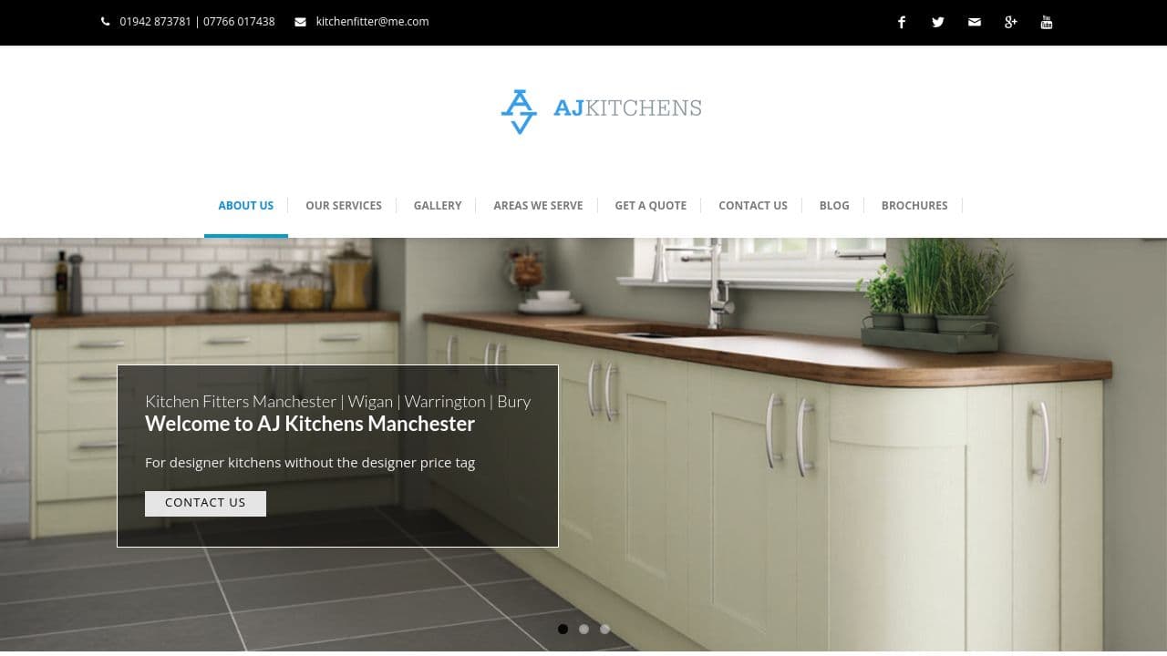 A&J KITCHEN DESIGNS LIMITED website screenshot
