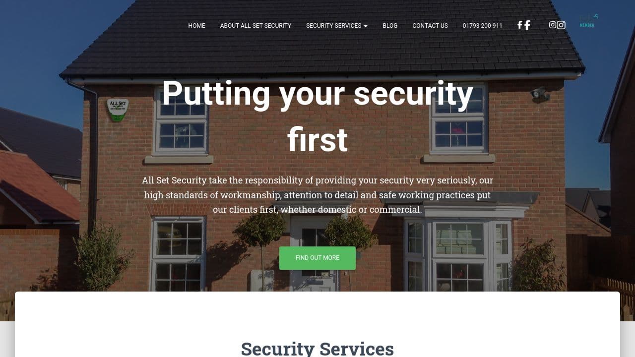 ALL SET SECURITY LTD website screenshot