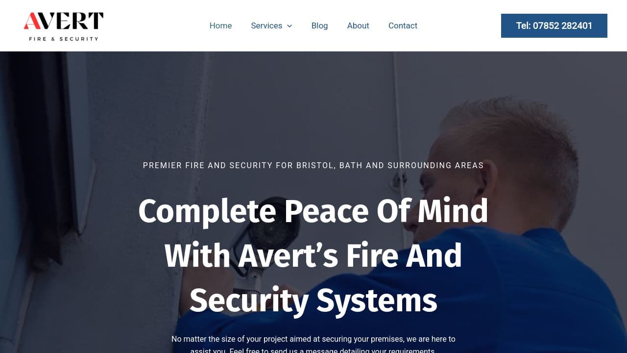 AVERT FIRE AND SECURITY LIMITED website screenshot
