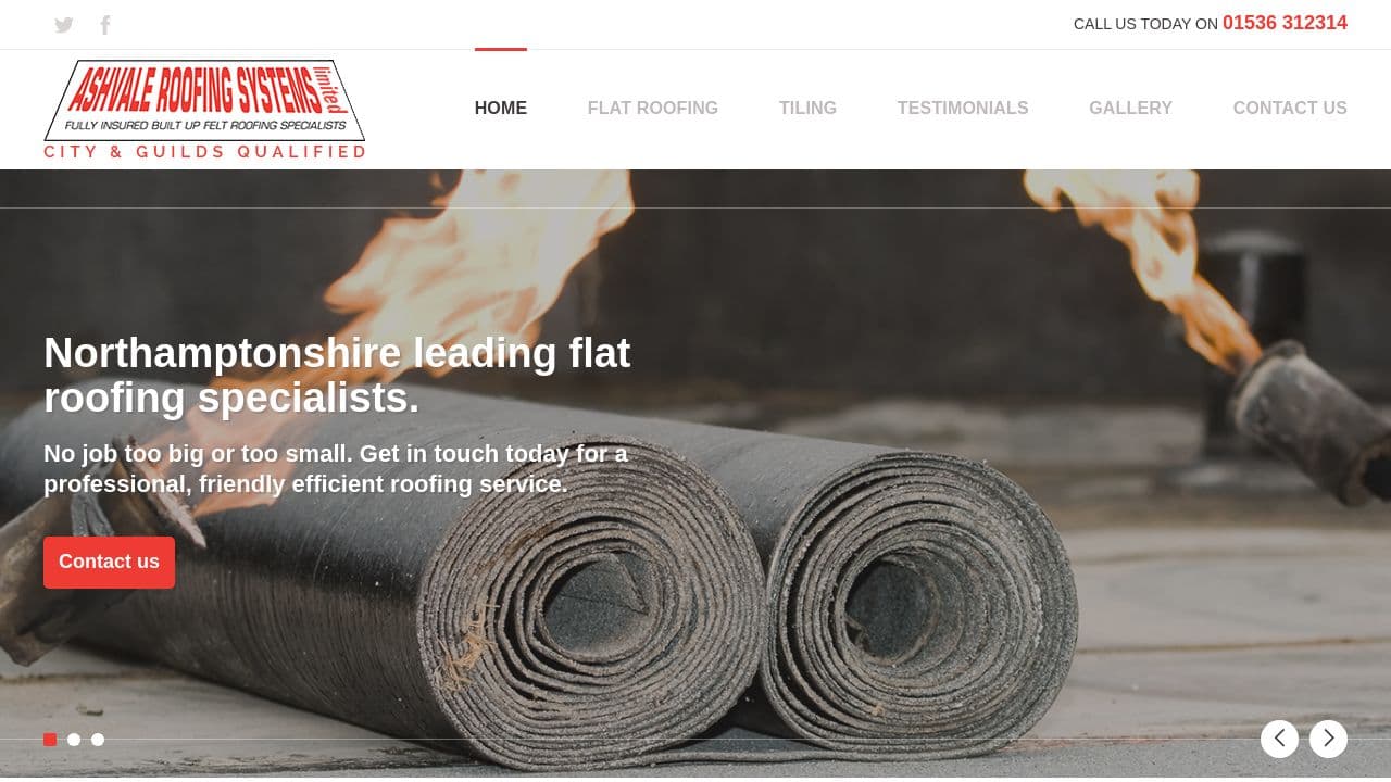 ASHVALE ROOFING SYSTEMS LTD website screenshot