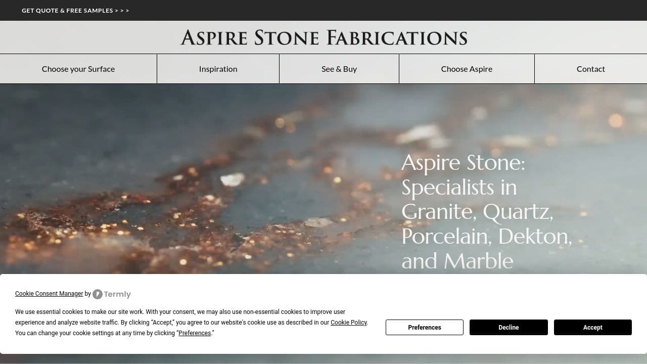 ASPIRE STONE FABRICATIONS LTD website screenshot