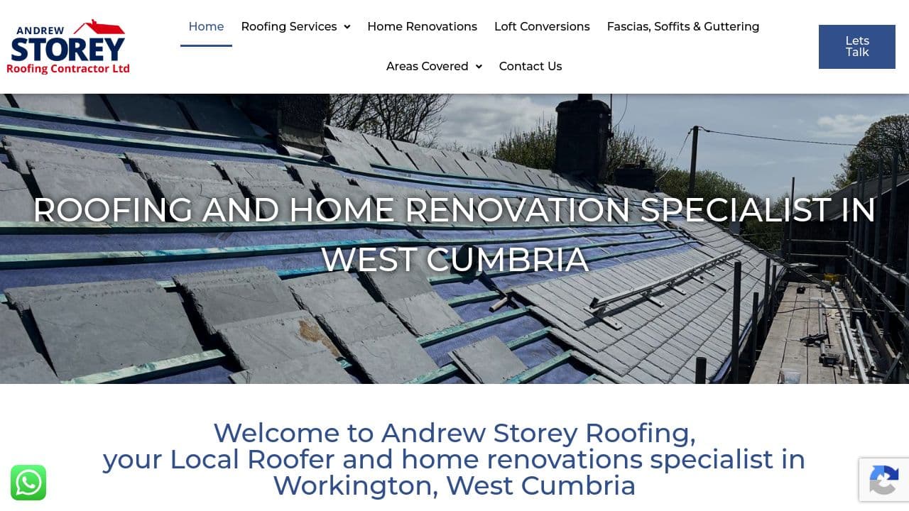 A STOREY ROOFING CONTRACTOR LTD website screenshot