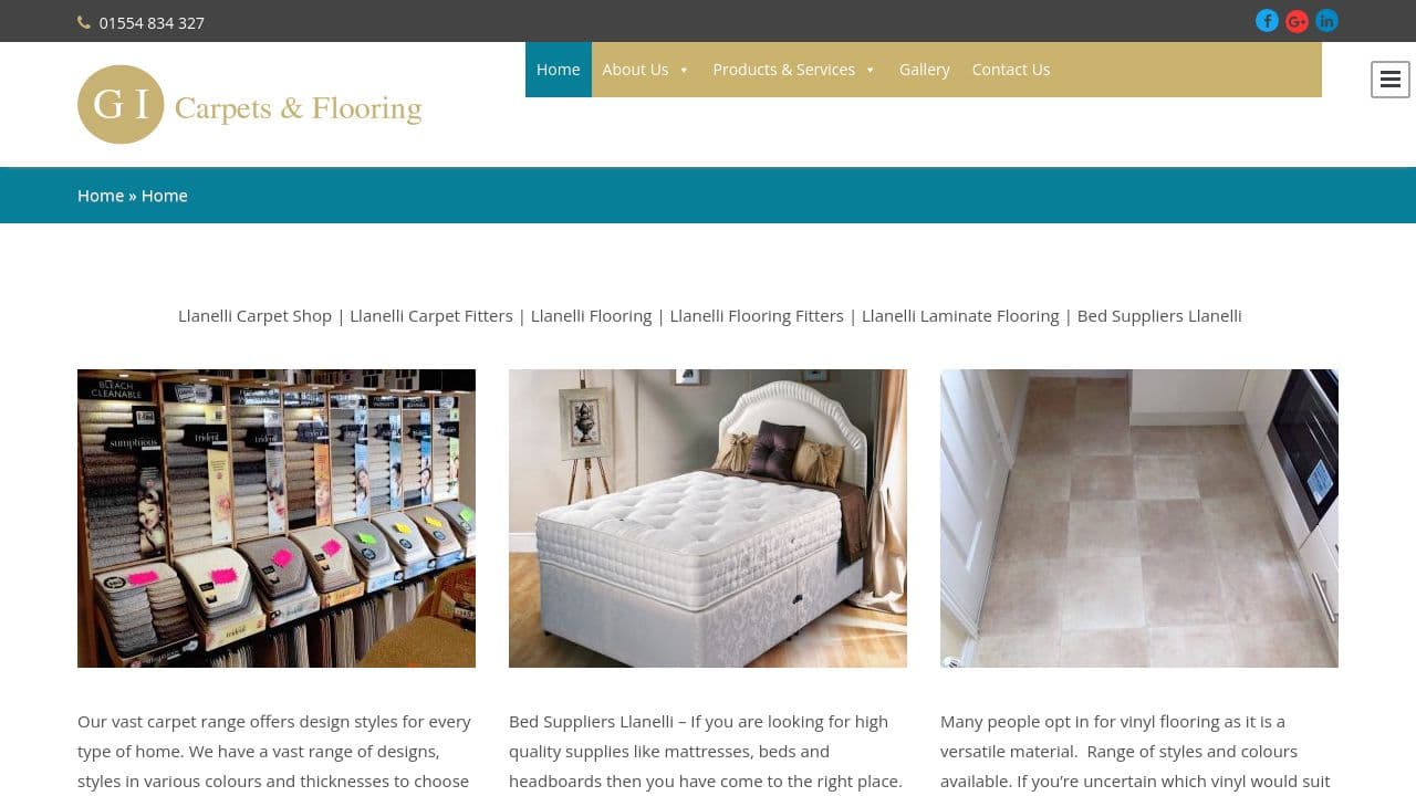 G I CARPETS & FLOORING LIMITED website screenshot