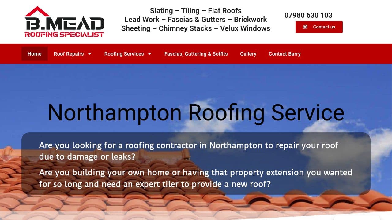 B MEAD ROOFING SPECIALIST LIMITED website screenshot