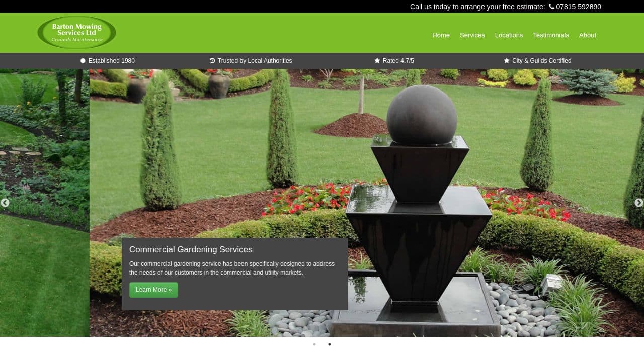 BARTON MOWING SERVICES LIMITED website screenshot