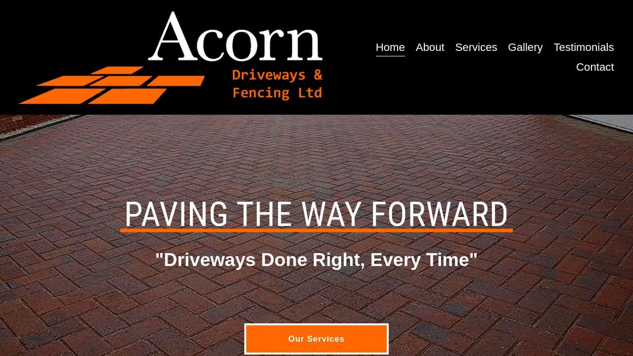 ACORN DRIVEWAYS & FENCING LTD website screenshot