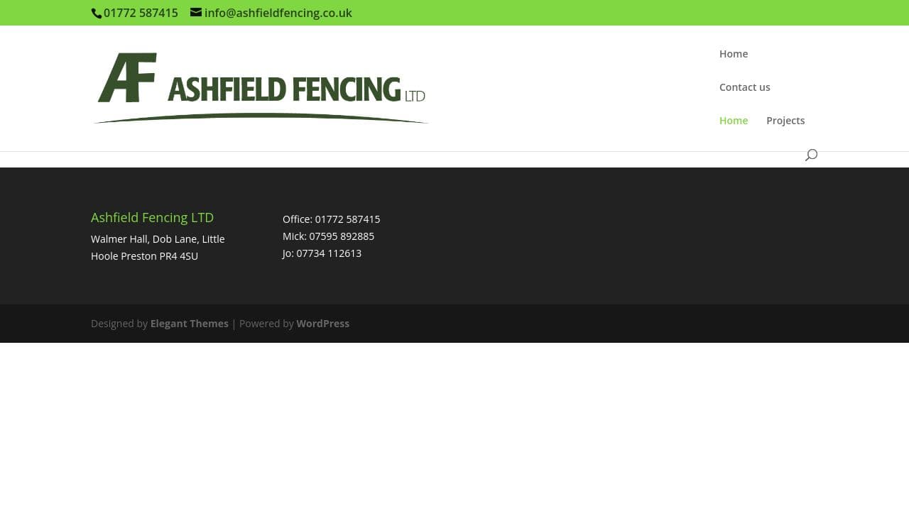 ASHFIELD FENCING AND GROUNDWORKS LIMITED website screenshot