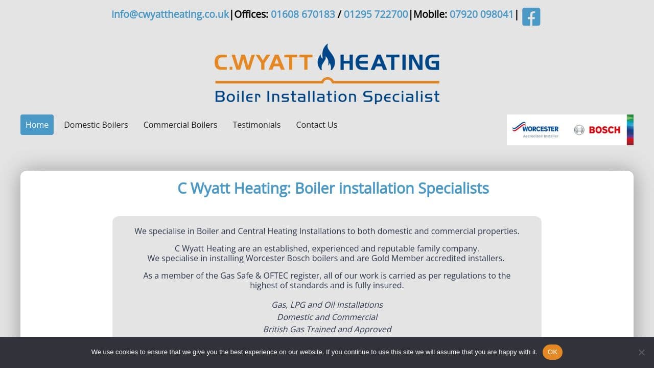 C WYATT HEATING LIMITED website screenshot