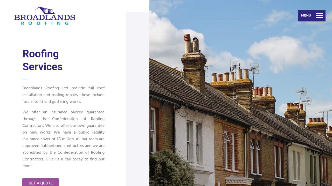 BROADLANDS ROOFING LTD website screenshot