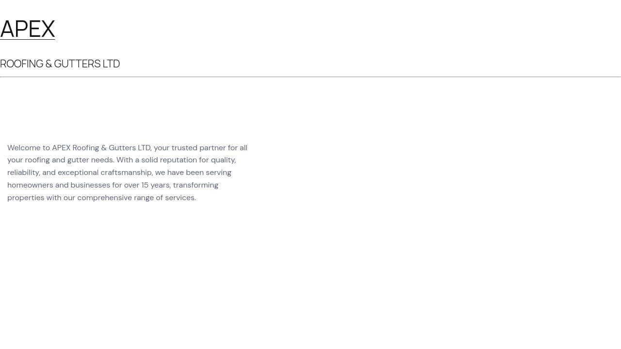 APEX GUTTER & ROOFING SOLUTIONS LTD website screenshot