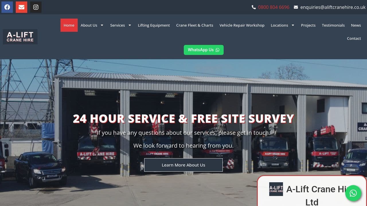 A-LIFT CRANE HIRE (HOLDINGS) LIMITED website screenshot