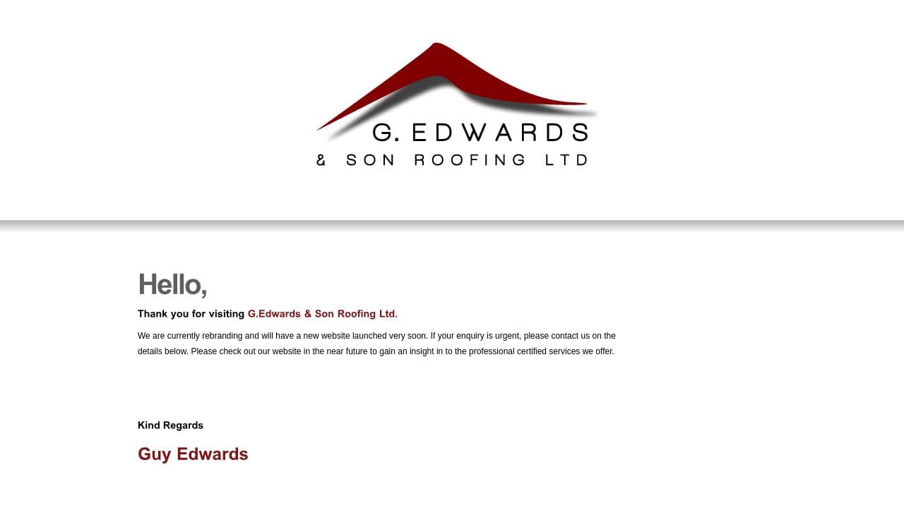 G. EDWARDS & SON ROOFING LIMITED website screenshot