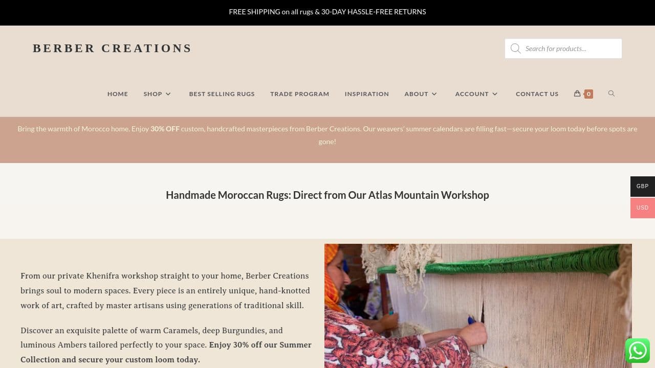 BERBER CREATIONS LTD website screenshot