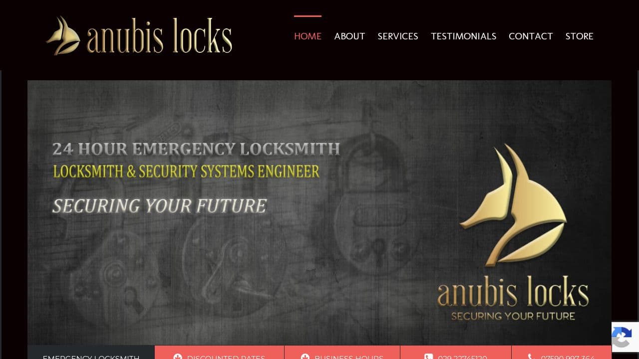 ANUBIS LOCKS LIMITED website screenshot