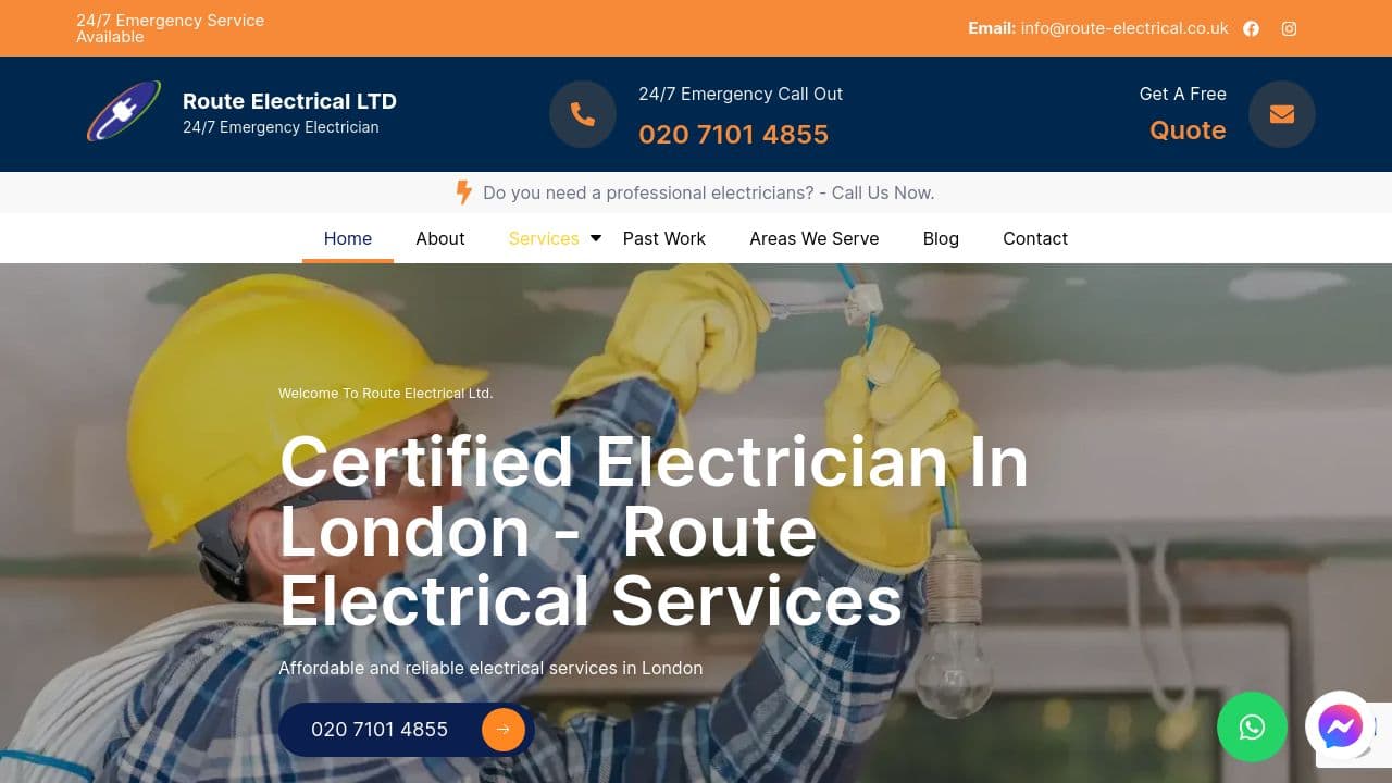 A ROUT ELECTRICAL LTD website screenshot