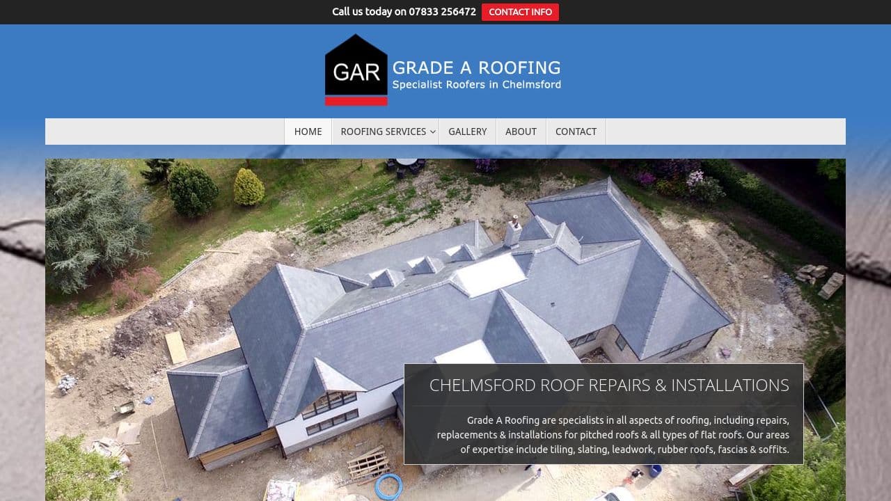 GRADE A ROOFING LTD website screenshot