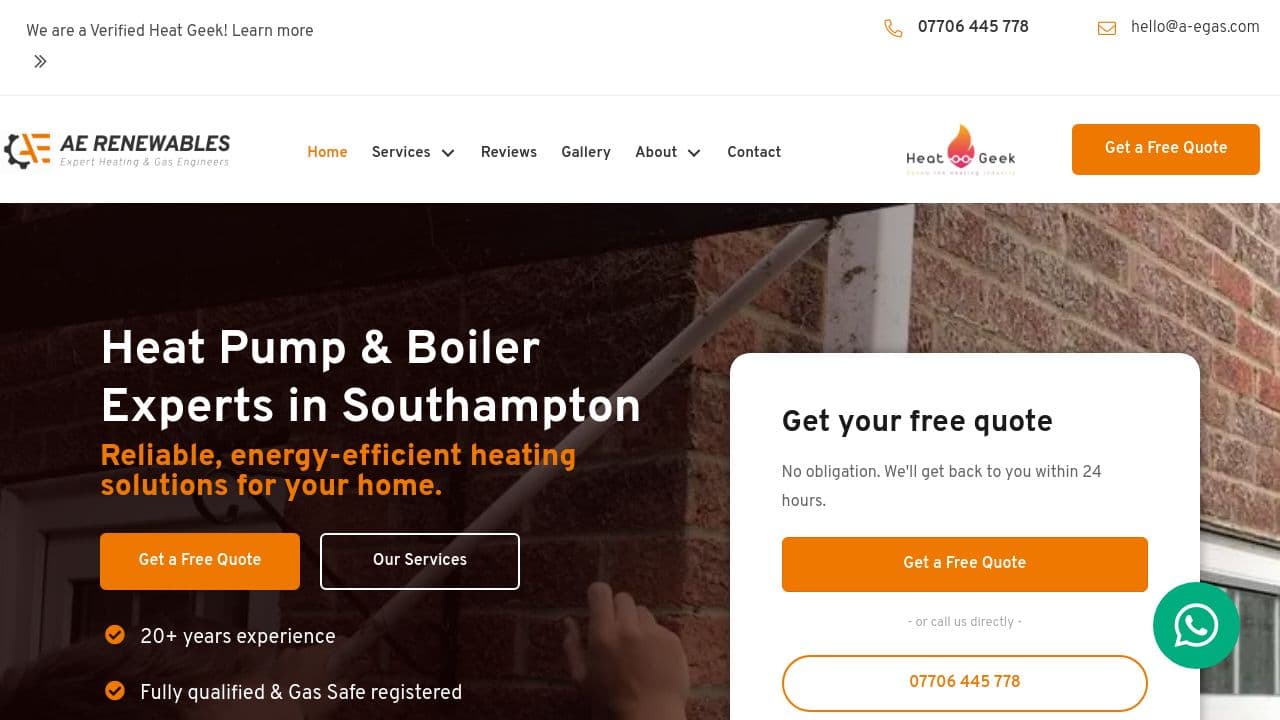 A E RENEWABLES LTD website screenshot