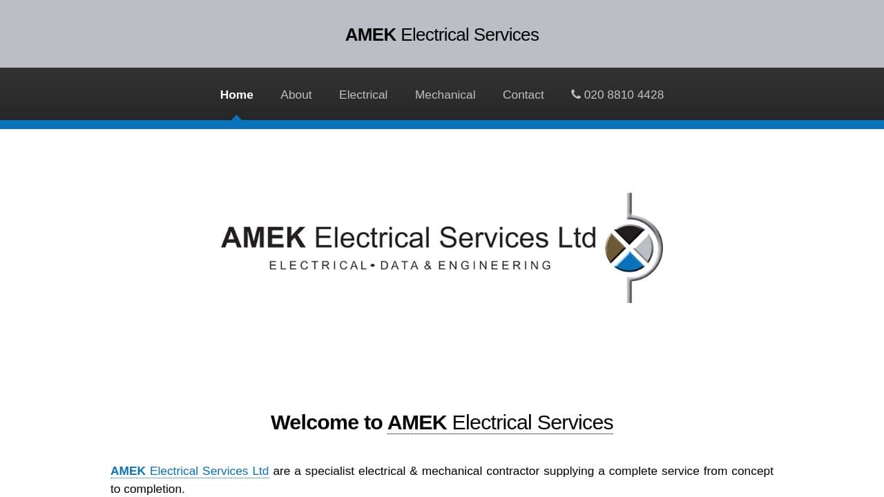 AMEK ELECTRICAL SERVICES LIMITED website screenshot
