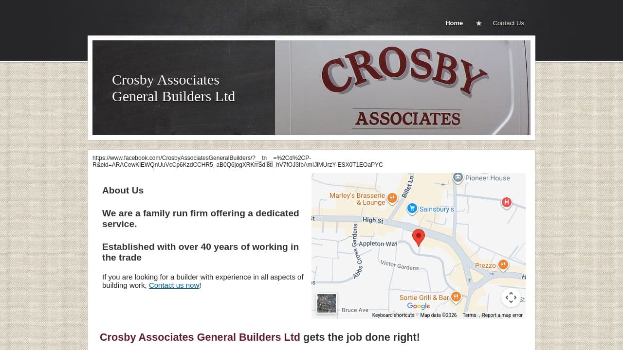 CROSBY ASSOCIATES GENERAL BUILDERS LTD website screenshot