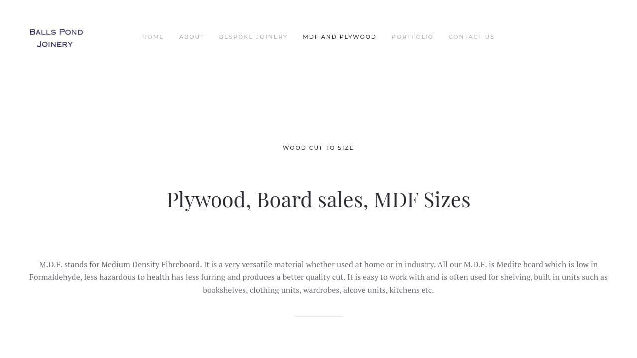 BALLS POND TIMBER JOINERY LTD website screenshot