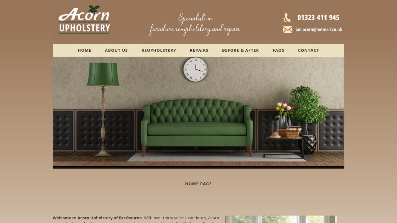 ACORN UPHOLSTERY EASTBOURNE LTD website screenshot