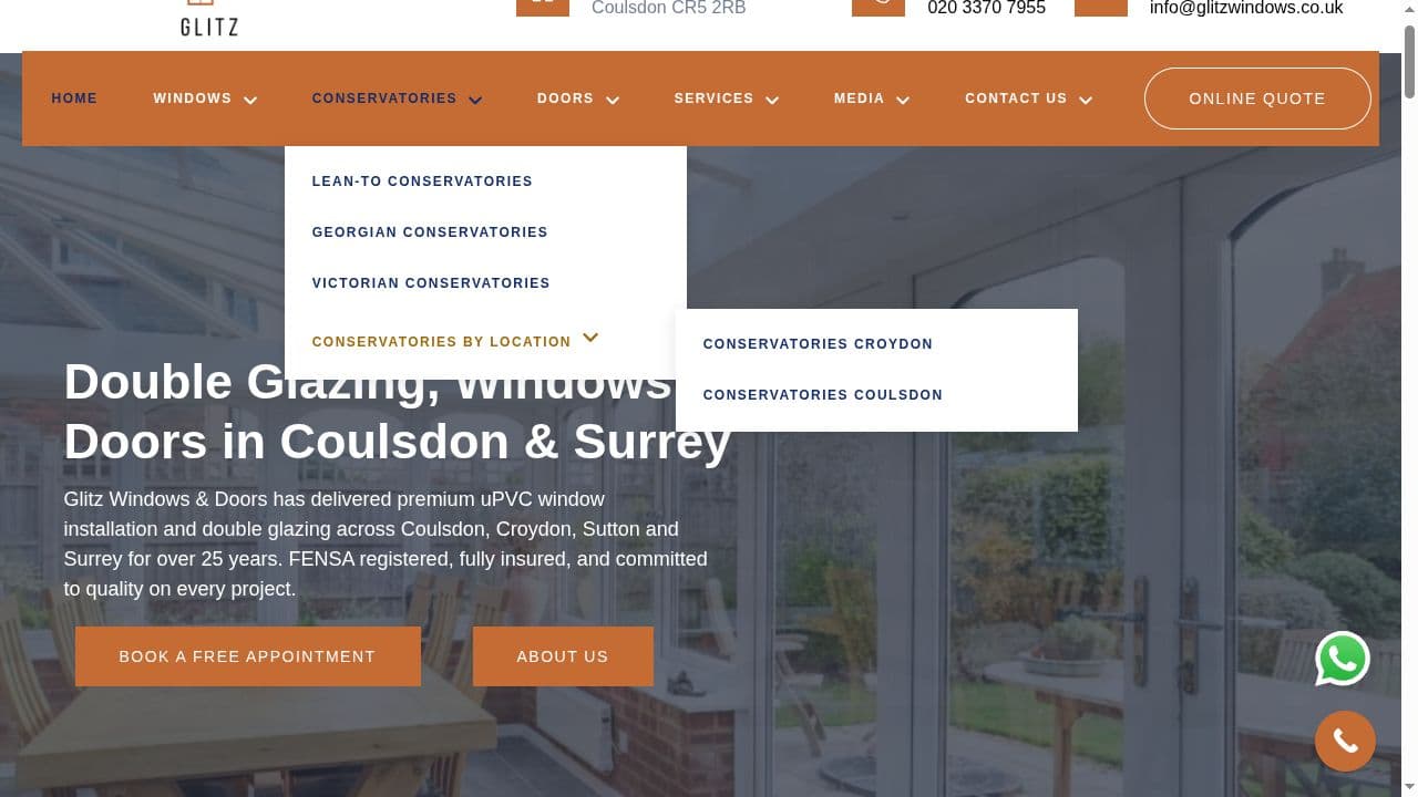 GLITZ WINDOWS AND CONSERVATORIES LTD website screenshot