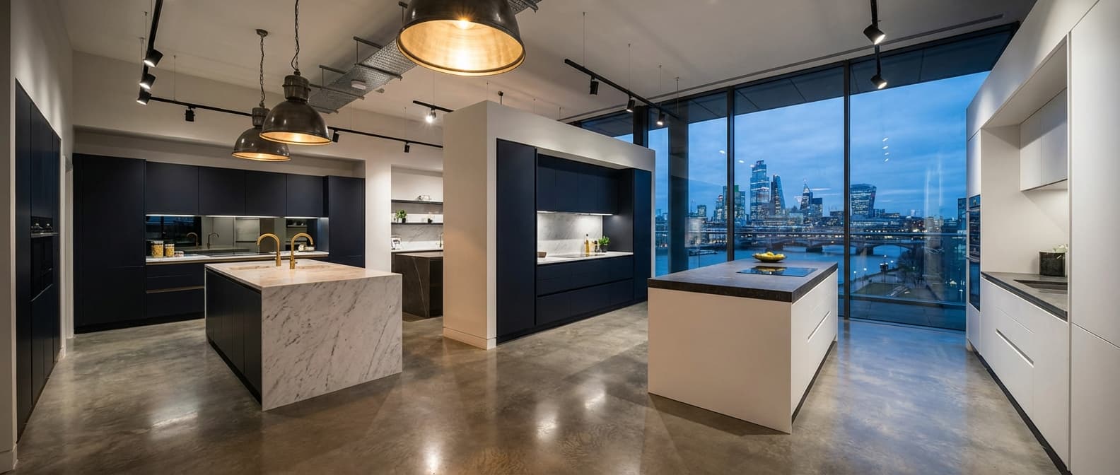 Luxurious kitchen showroom interior in London